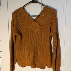 V-Neck Knit Sweater - Mustard Yellow